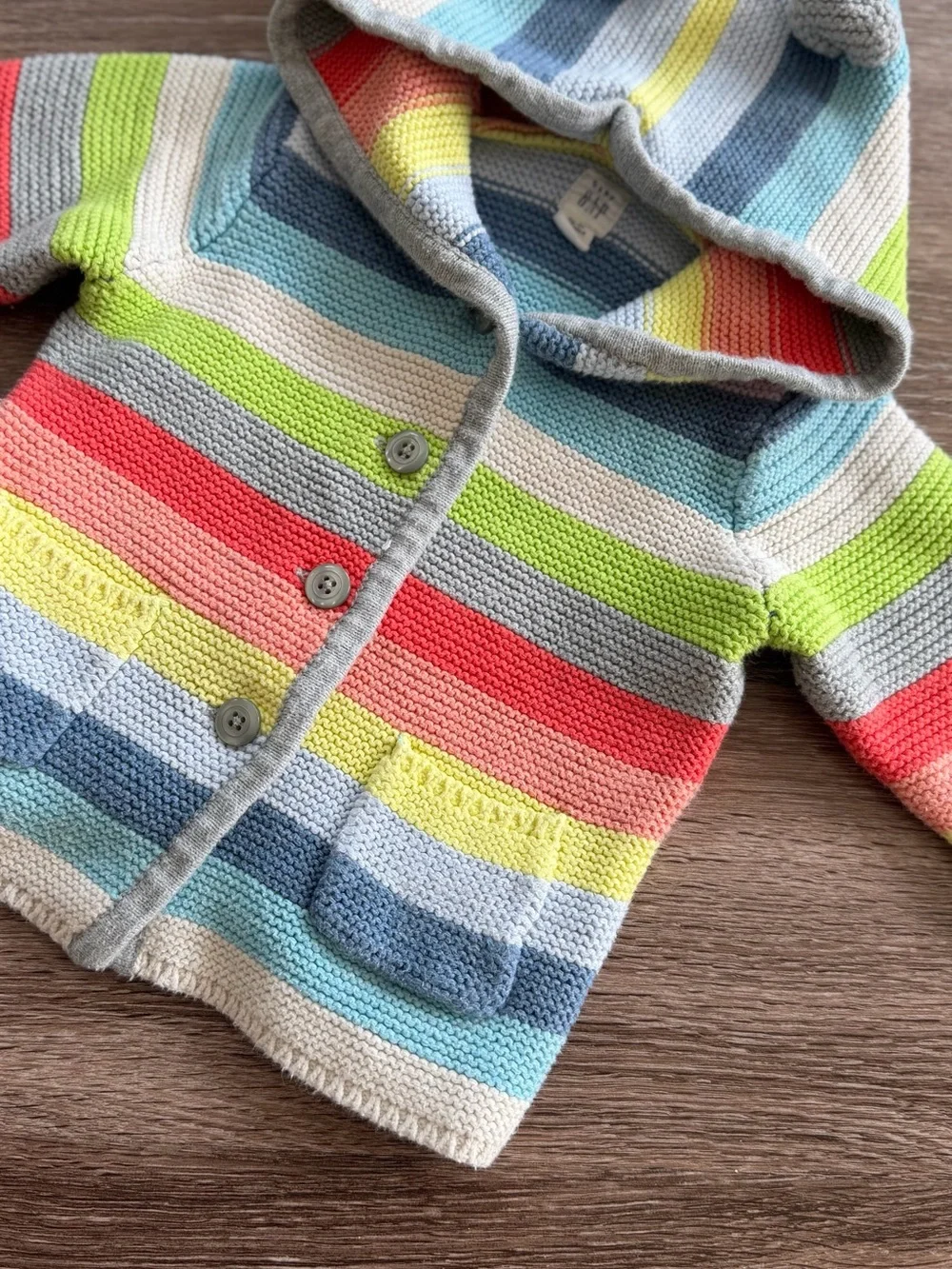 Striped Baby Gap 18-24 months Sweater Hooded Baby Cardigan Rainbow Cotton